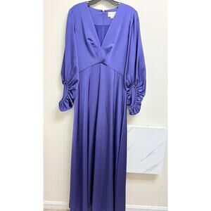 Sachin & Babi Jenny Gown Size 6 Sapphire Blue SPBL Long Sleeve Front Slit NWT